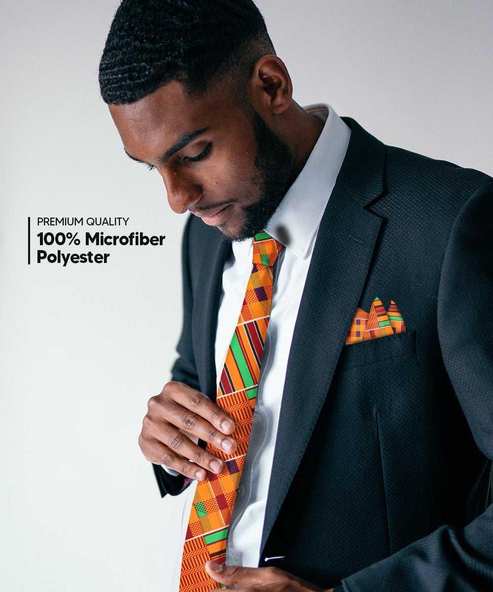 Vittorio Farina Men's Kente Satin Necktie & Pocket Square