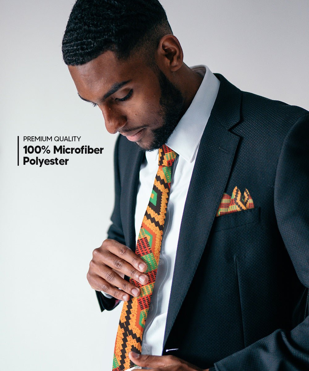 Vittorio Farina Men's Kente Satin Necktie & Pocket Square