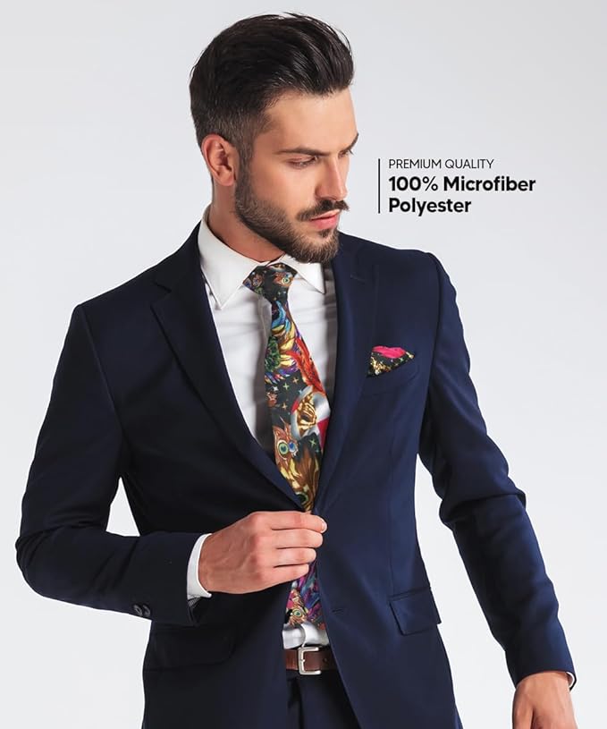 Vittorio Farina Men's Mardi Gras Satin Necktie and Pocket Square