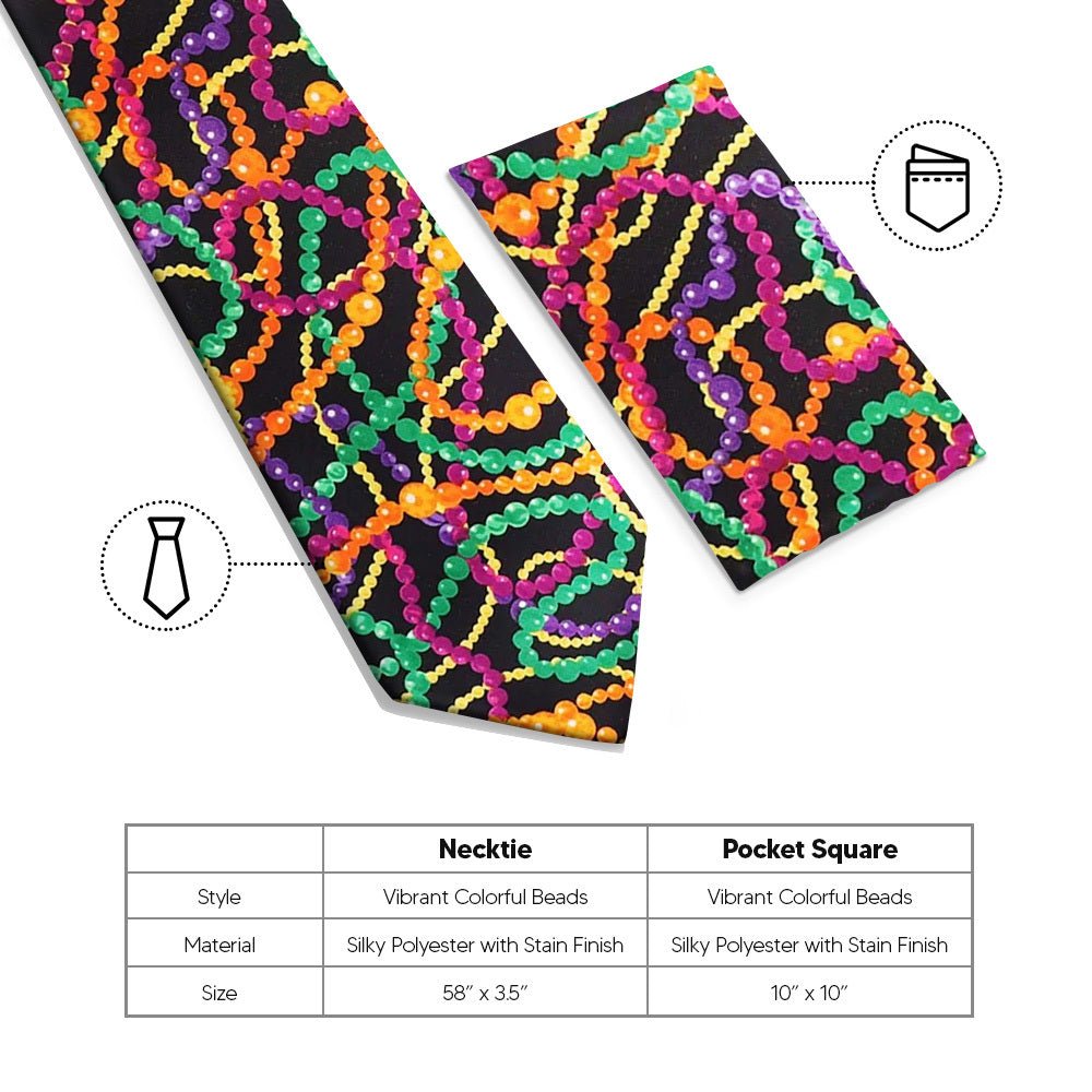 Vittorio Farina Men's Mardi Gras Satin Necktie and Pocket Square