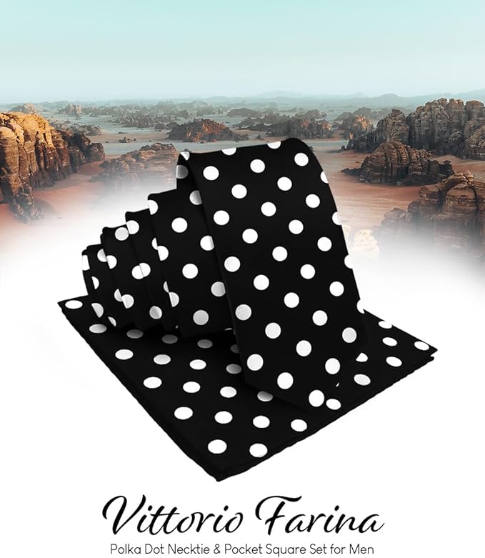 Vittorio Farina Men's Polka Dot Satin Necktie & Pocket Square