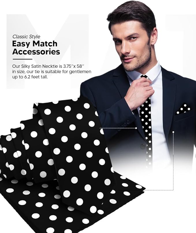 Vittorio Farina Men's Polka Dot Satin Necktie & Pocket Square