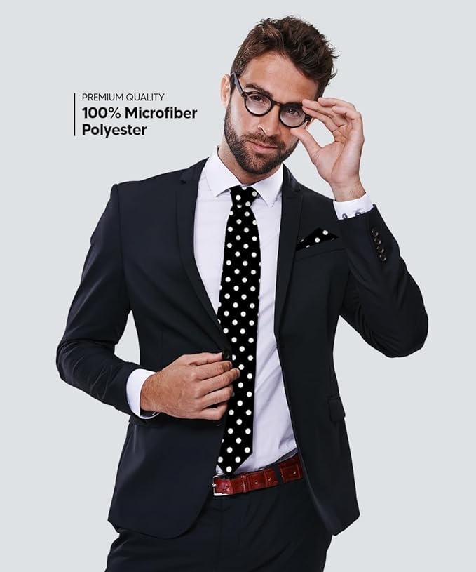 Vittorio Farina Men's Polka Dot Satin Necktie & Pocket Square
