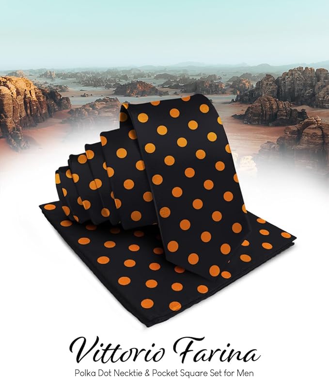 Vittorio Farina Men's Polka Dot Satin Necktie & Pocket Square