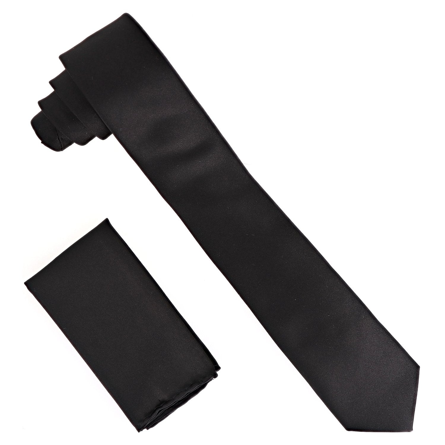 Vittorio Farina Men's Satin Skinny Necktie & Pocket Square