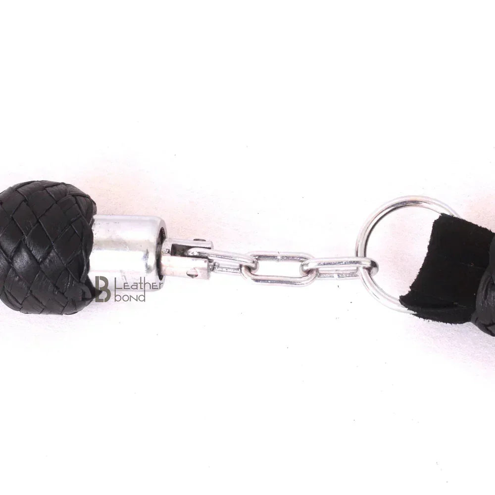 Real Cowhide Suede Leather Black Nunchaku Flogger 25 Falls and Swivel Handle | Handcrafted BDSM Impact Whip