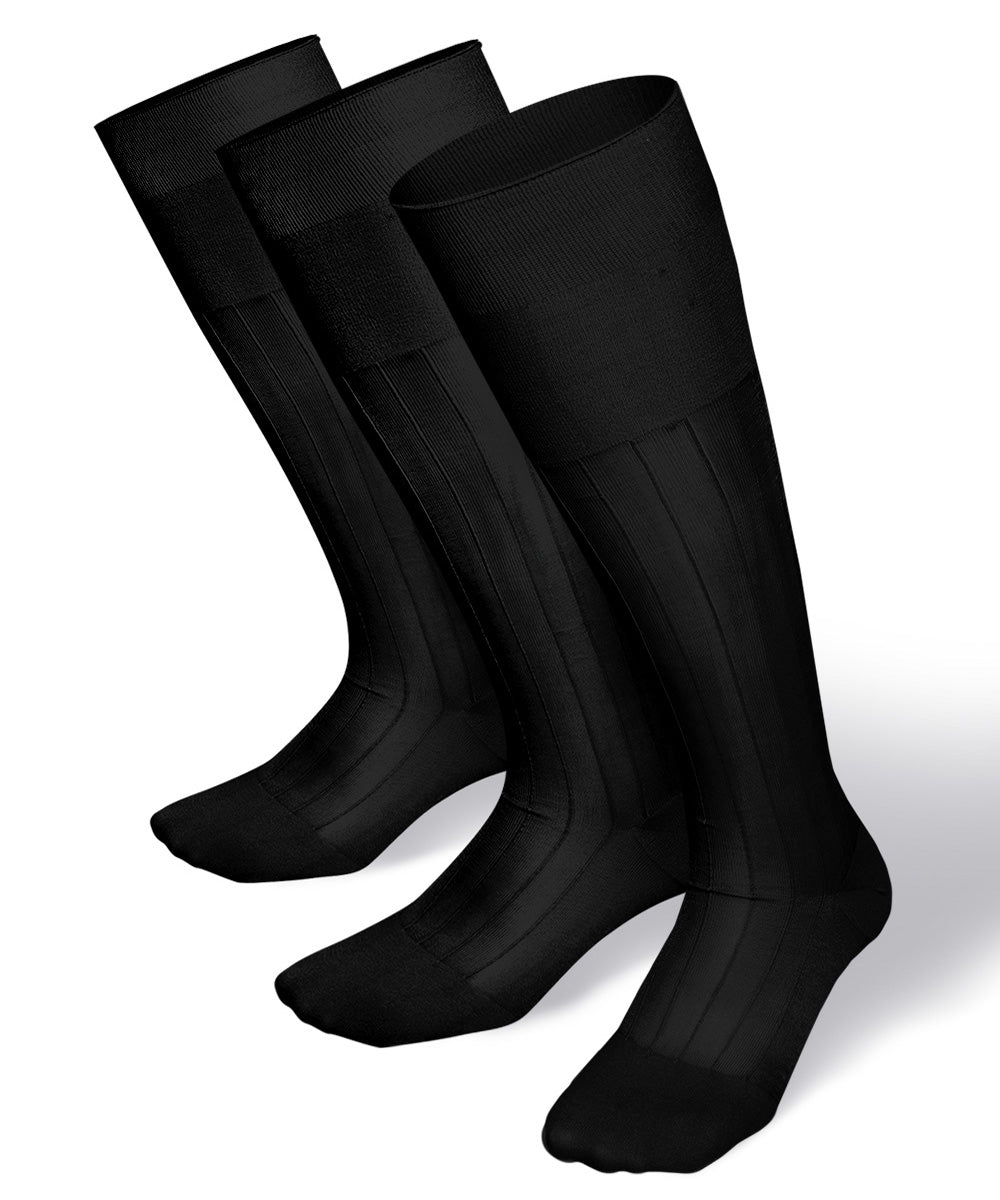 Vittorio Farina Men's Ribbed Shear Nylon Over The Calf Dress Socks