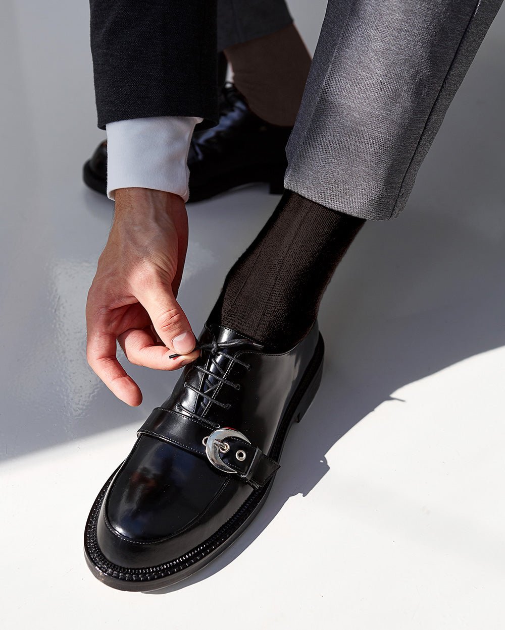 Vittorio Farina Men's Ribbed Shear Nylon Over The Calf Dress Socks