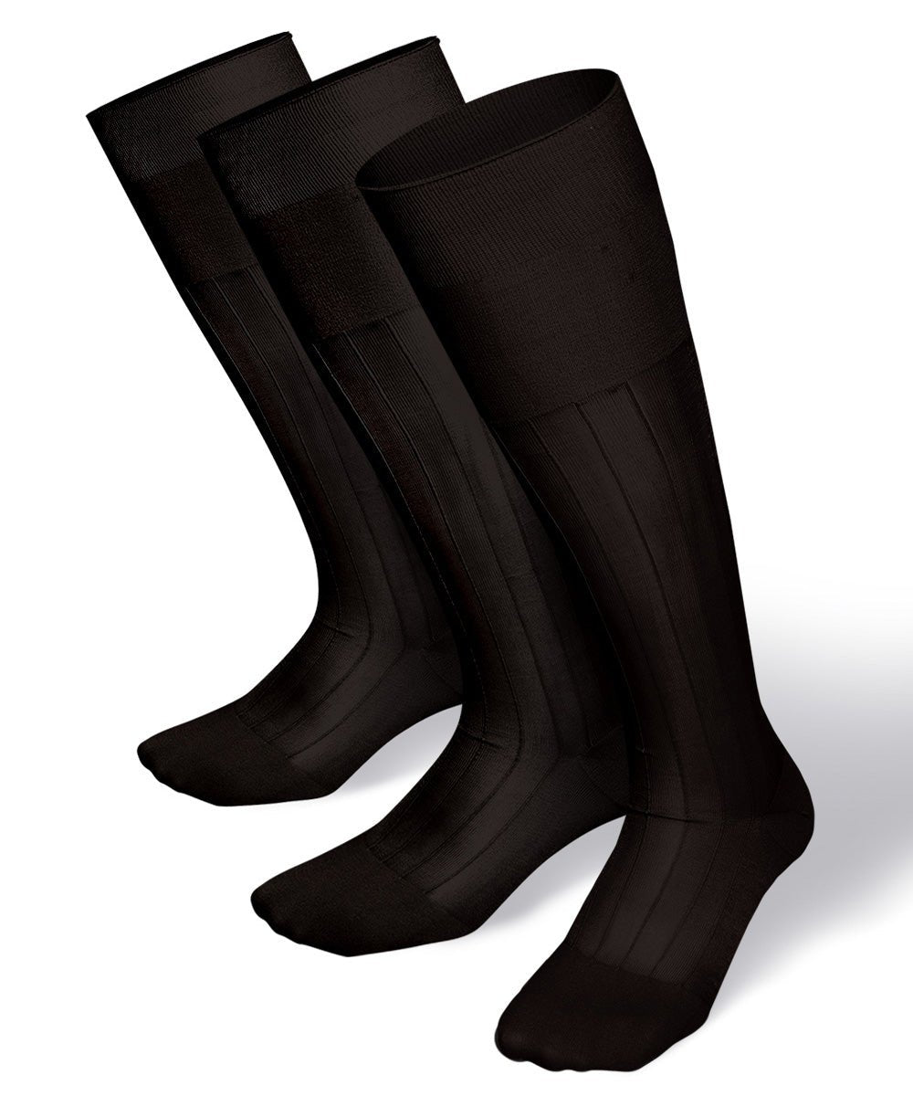 Vittorio Farina Men's Ribbed Shear Nylon Over The Calf Dress Socks