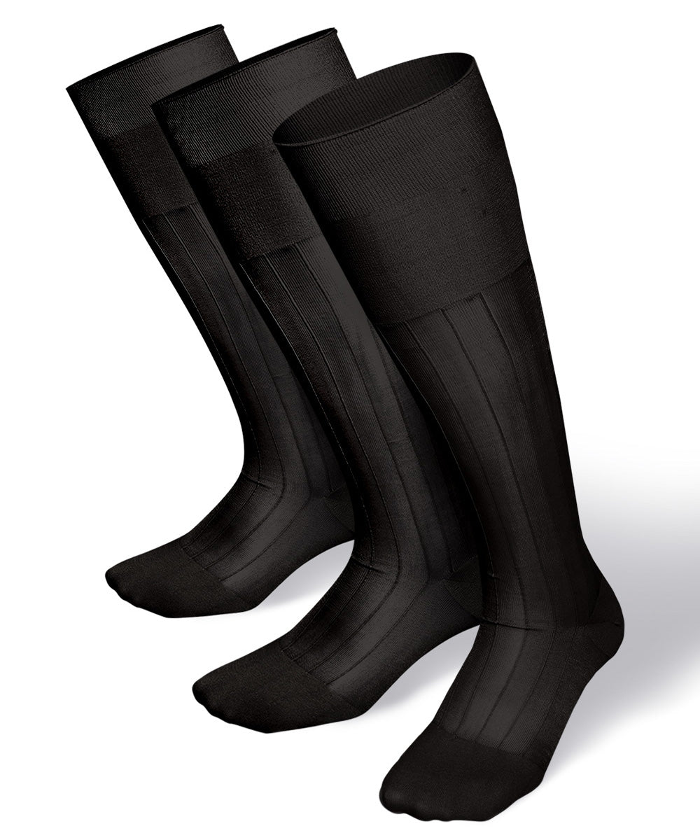 Vittorio Farina Men's Ribbed Shear Nylon Over The Calf Dress Socks