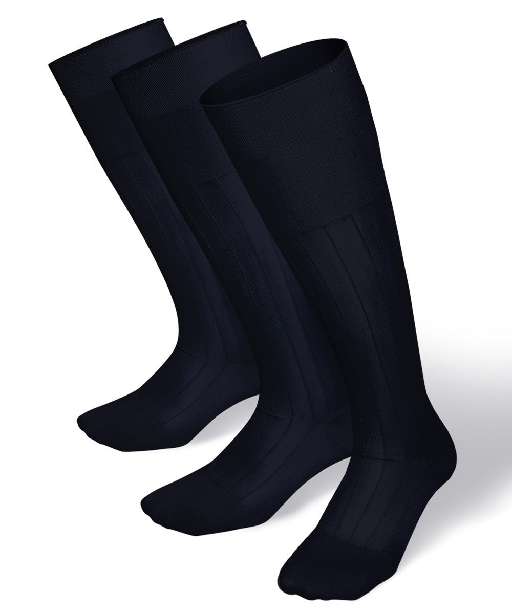 Vittorio Farina Men's Ribbed Shear Nylon Over The Calf Dress Socks