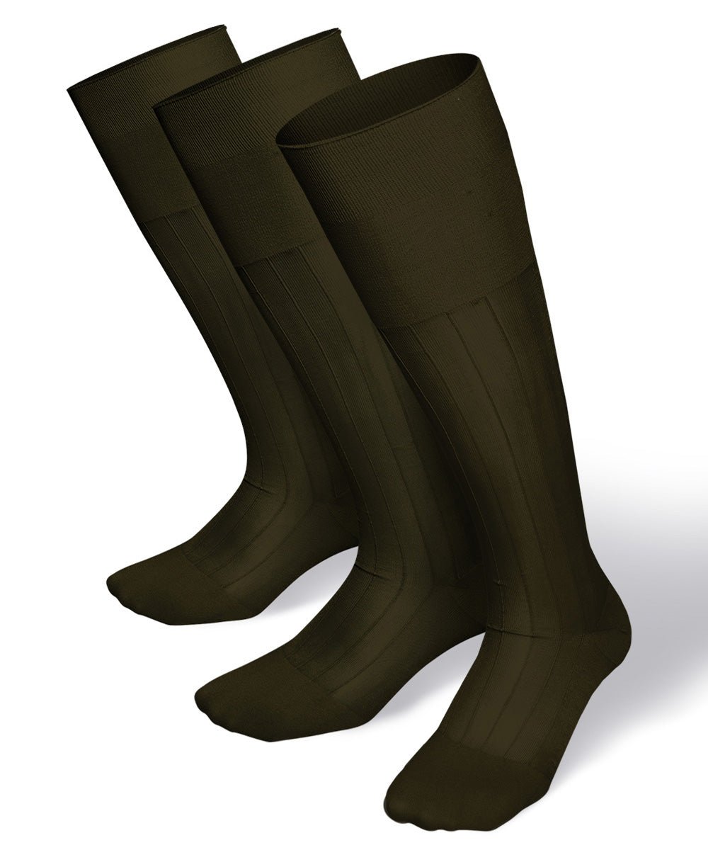 Vittorio Farina Men's Ribbed Shear Nylon Over The Calf Dress Socks