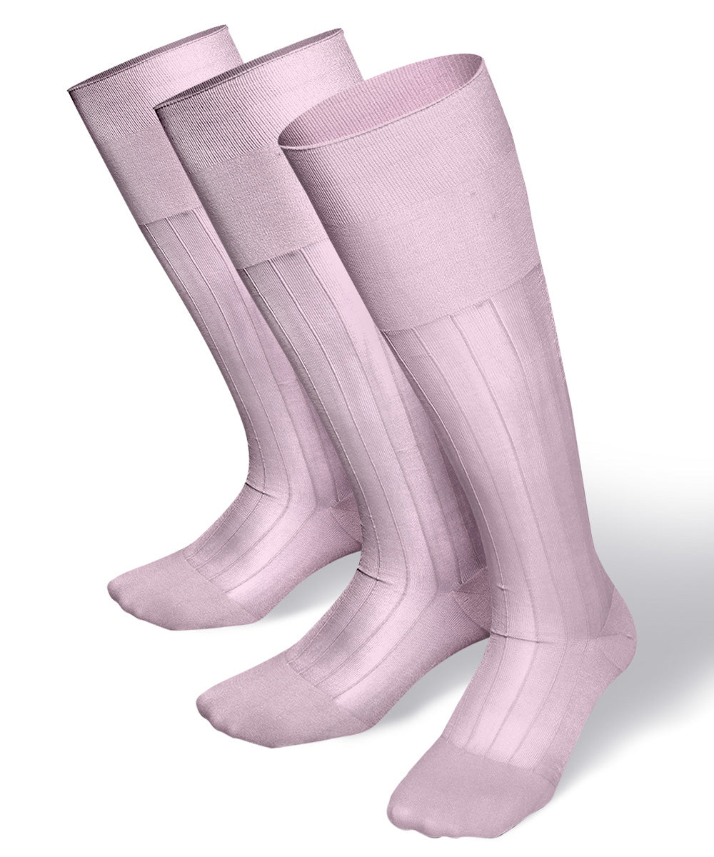 Vittorio Farina Men's Ribbed Shear Nylon Over The Calf Dress Socks
