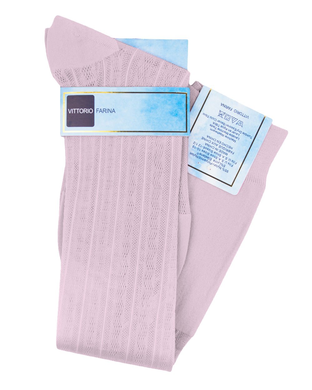 Vittorio Farina Men's Ribbed Shear Nylon Over The Calf Dress Socks