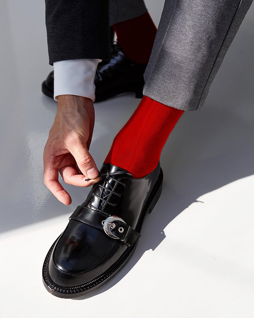 Vittorio Farina Men's Ribbed Shear Nylon Over The Calf Dress Socks