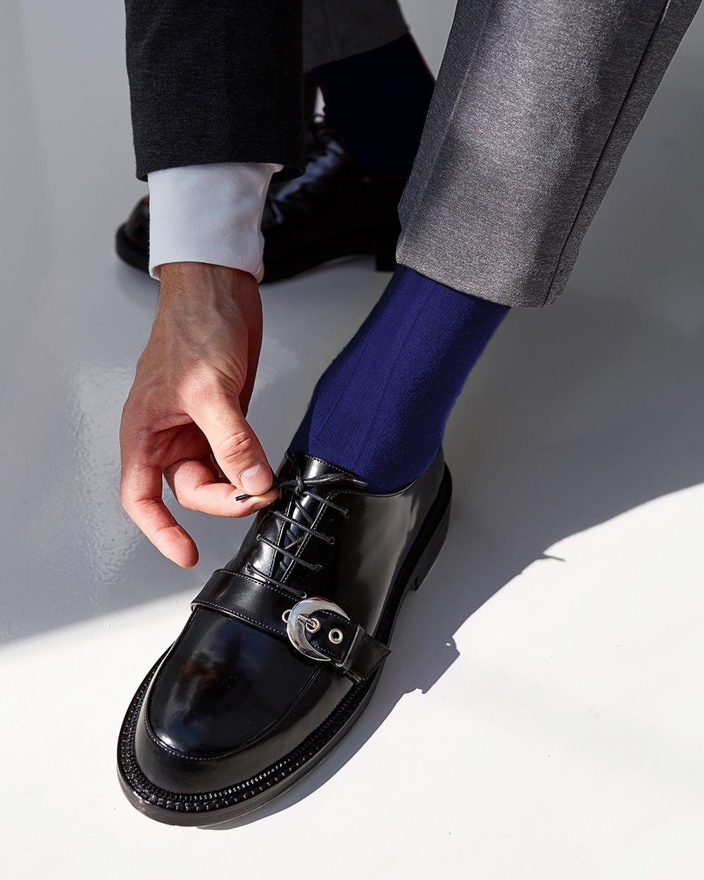 Vittorio Farina Men's Ribbed Shear Nylon Over The Calf Dress Socks