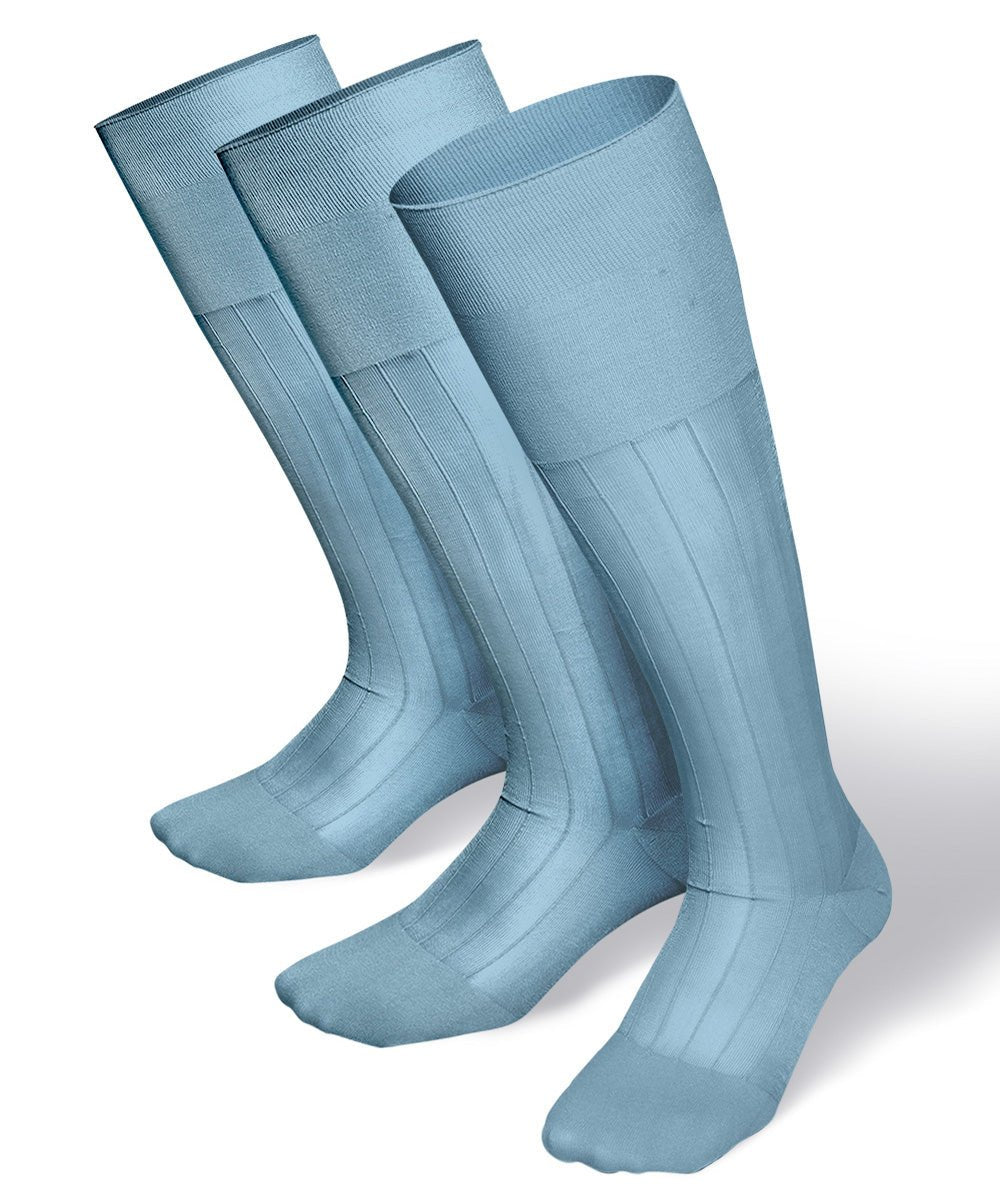 Vittorio Farina Men's Ribbed Shear Nylon Over The Calf Dress Socks