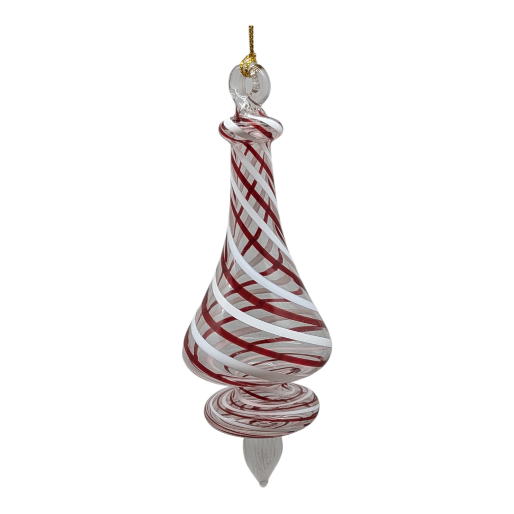 Peppermint Striped Cone Glass Ornament