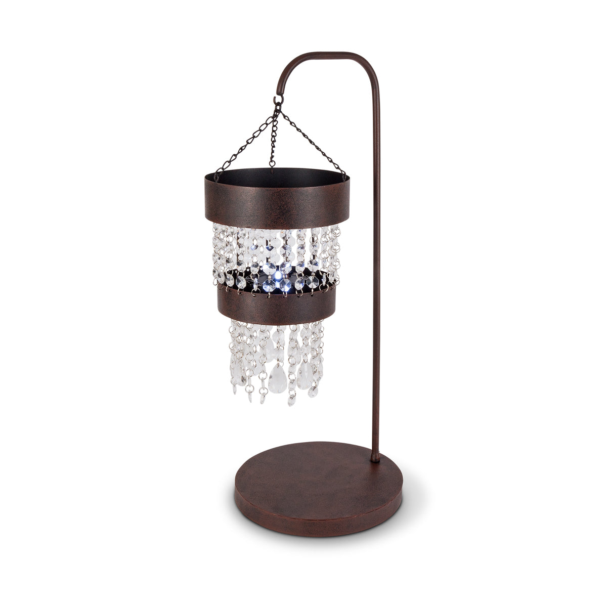 Acrylic Beaded Metal Table Top Solar Lighted Chandelier