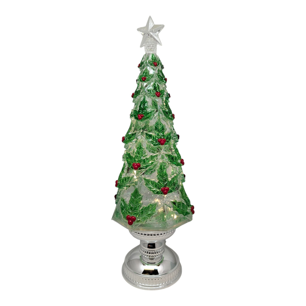 Lighted Spinning Waterglobe Christmas Tree - 16 Inch