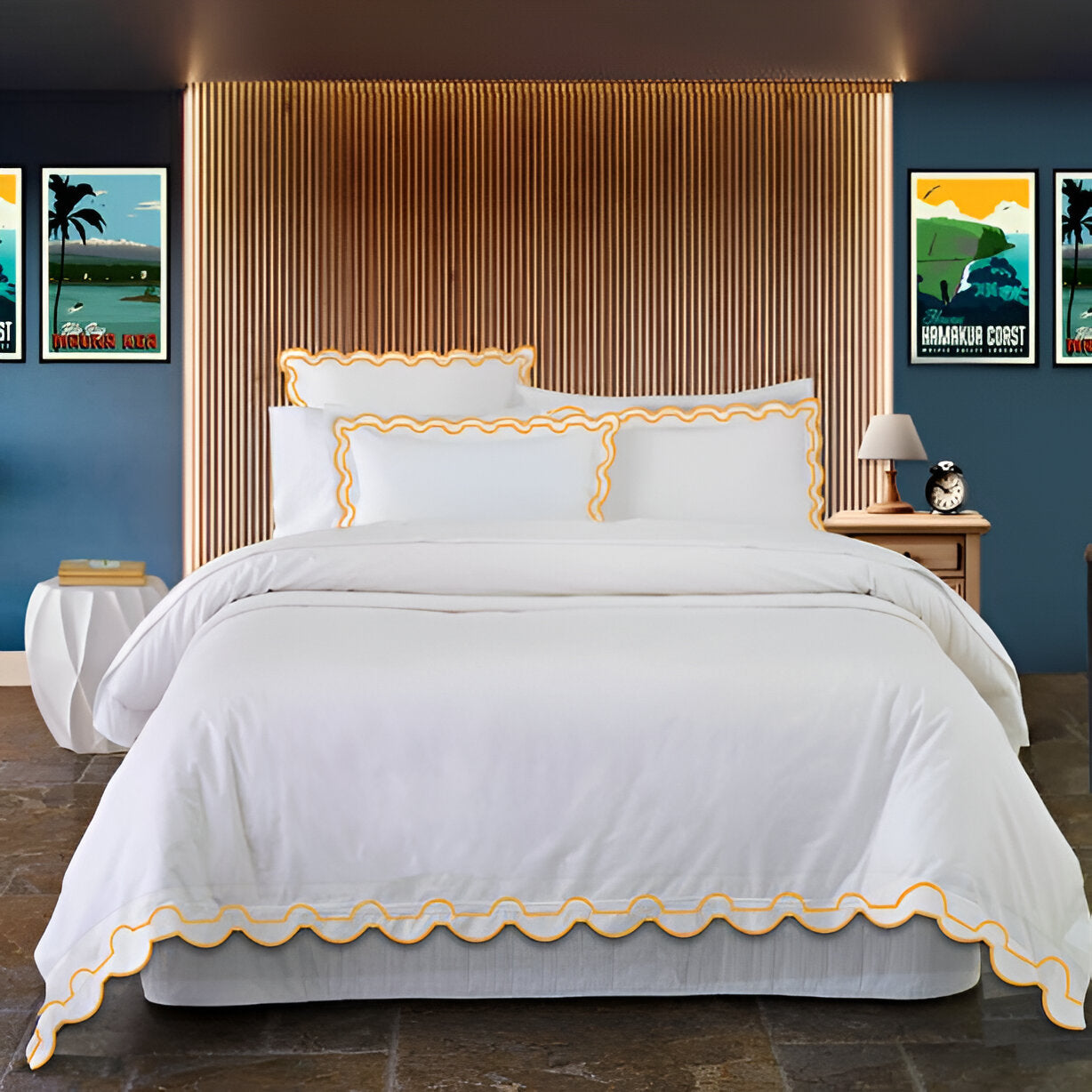 400TC Reverse U Shape Embroidery Cotton Duvet Cover Set
