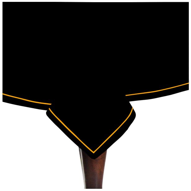 Single Embroidery Border Sateen Cotton Solid Table Cloth - Black