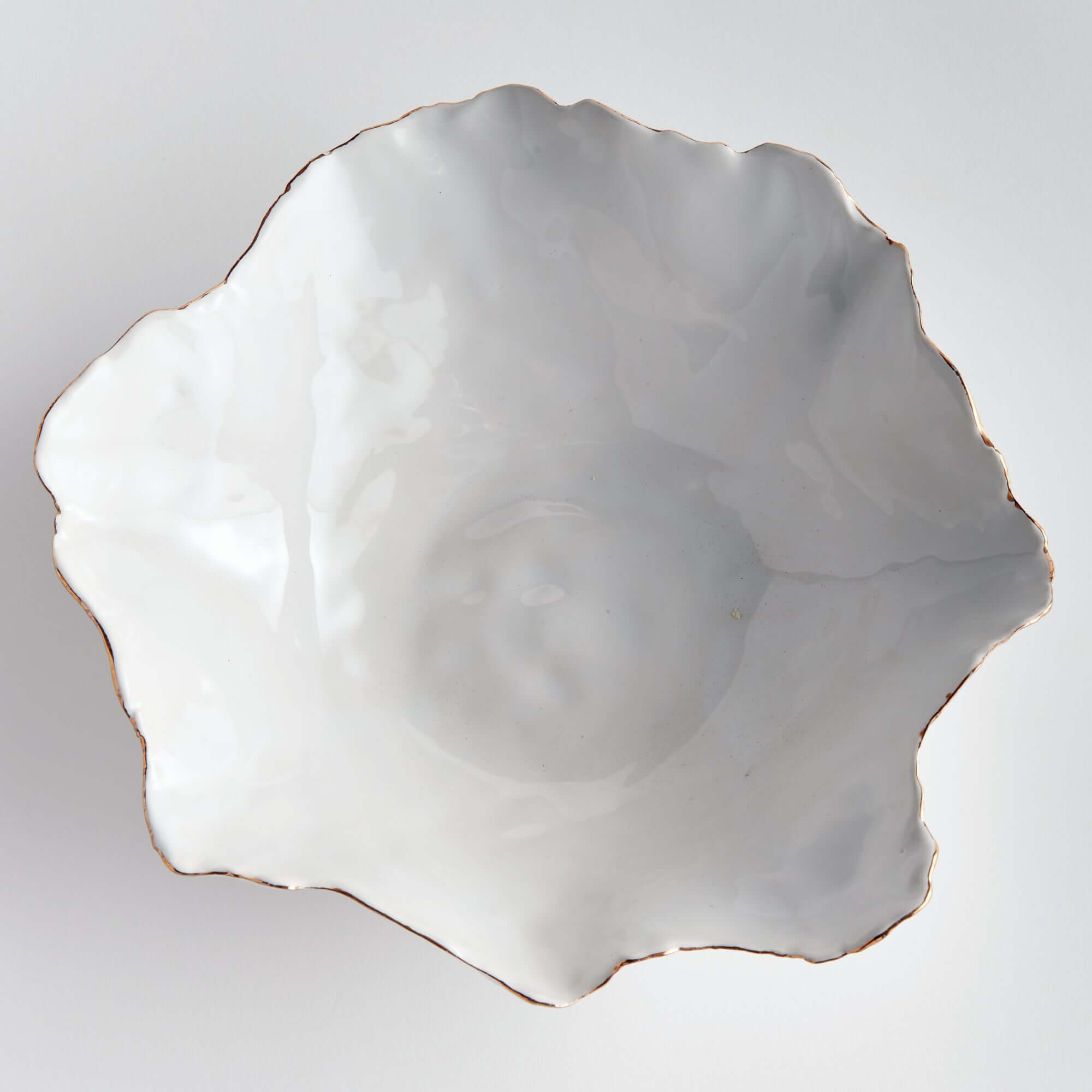 Organic Shape Decorative Ceramic Bowl with Gold Trim