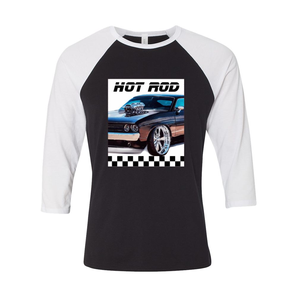 Men's Hot Rod Bella Canvas 3\4 Sleeve Baseball Shirt