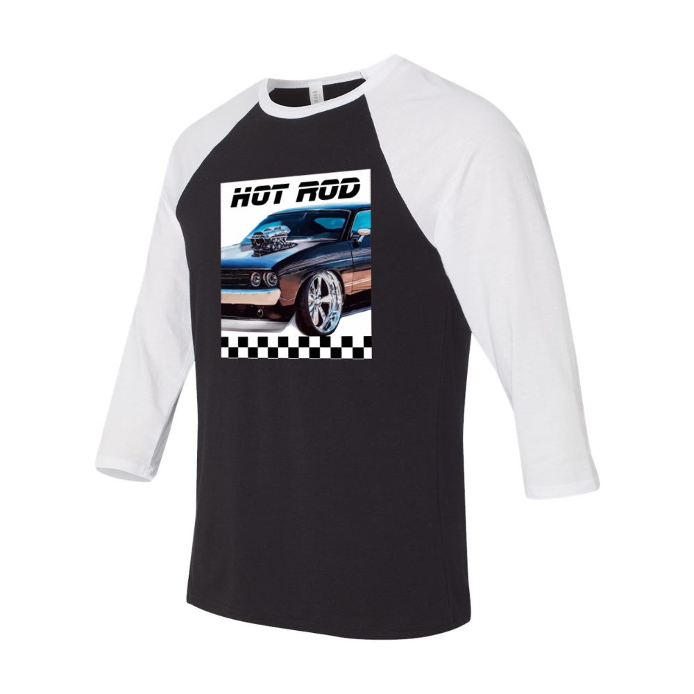 Men's Hot Rod Bella Canvas 3\4 Sleeve Baseball Shirt