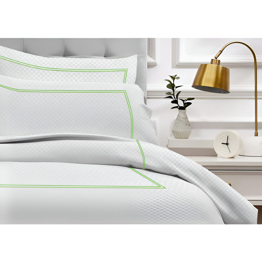 400TC Cotton Double Embroidery Sateen Microcheck Duvet Cover Set