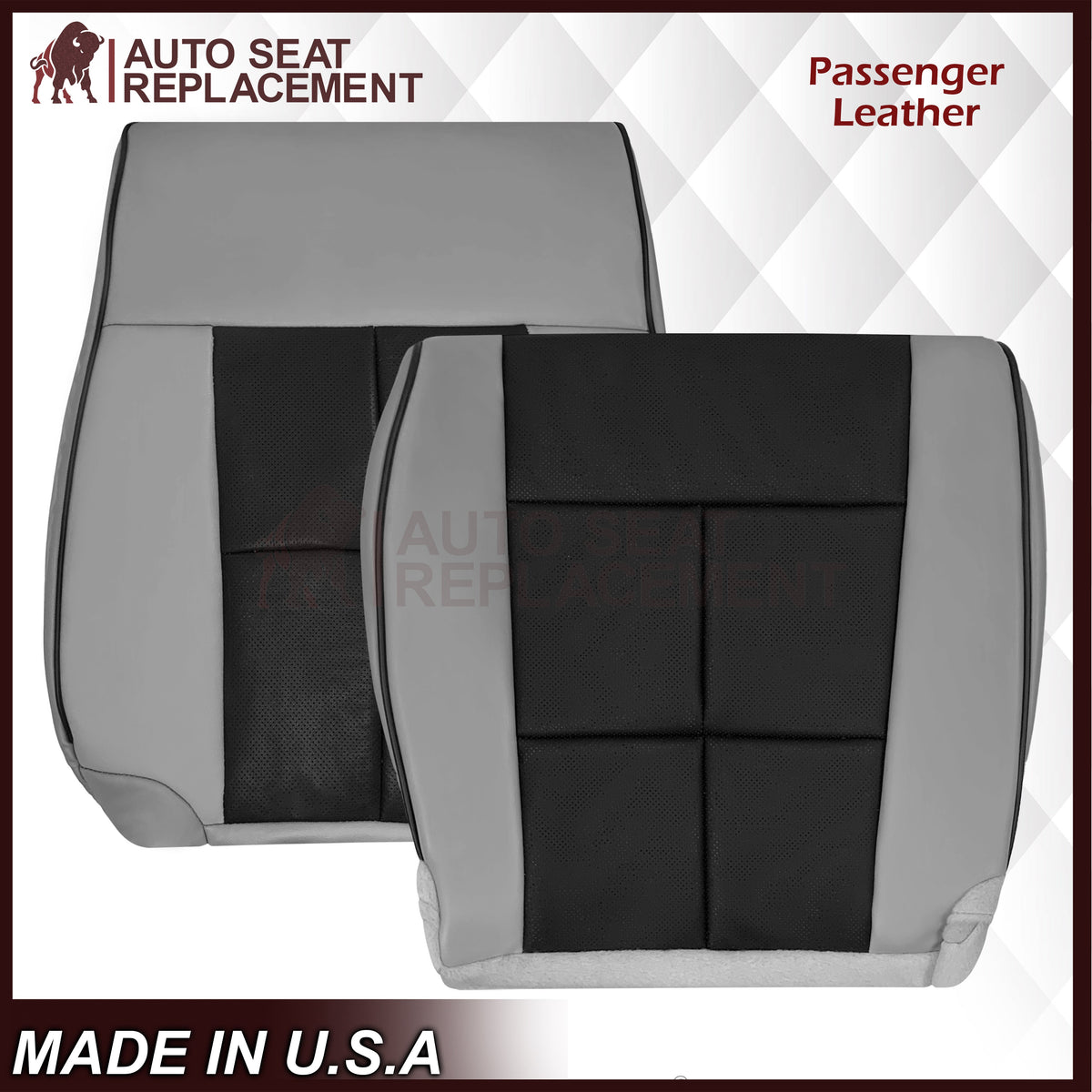 2007 - 2014 Lincoln Navigator Bottom Seat Cover in 2 Tone Gray & Black Leather or Vinyl
