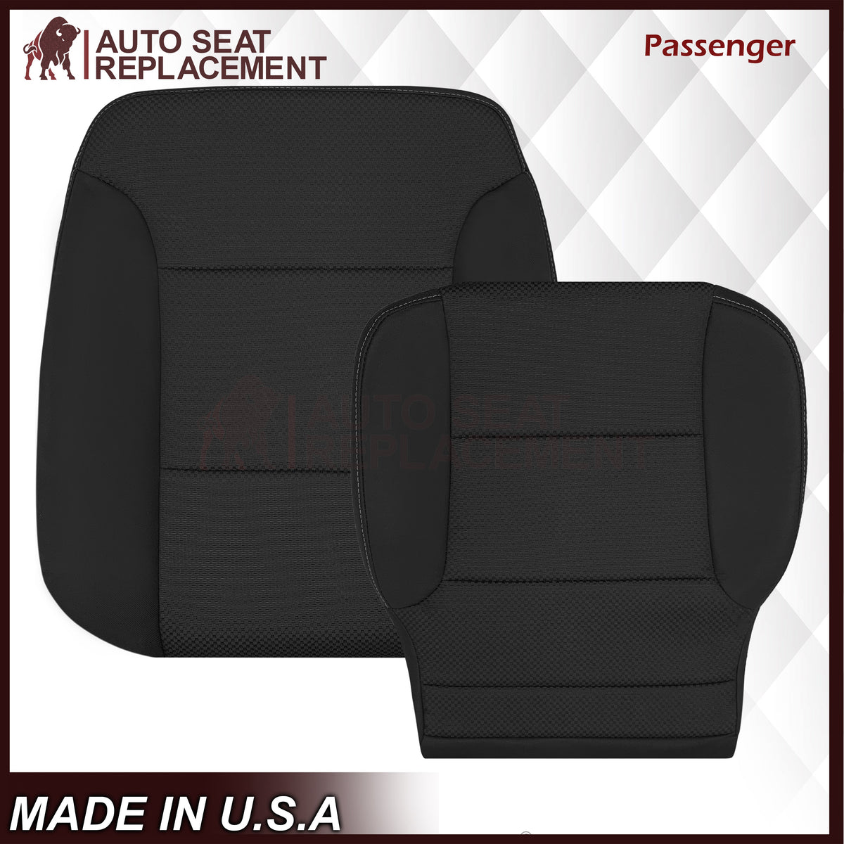 2014-2019 GMC Sierra W/T Base Work Truck Replacement Cloth Seat Cover: Black