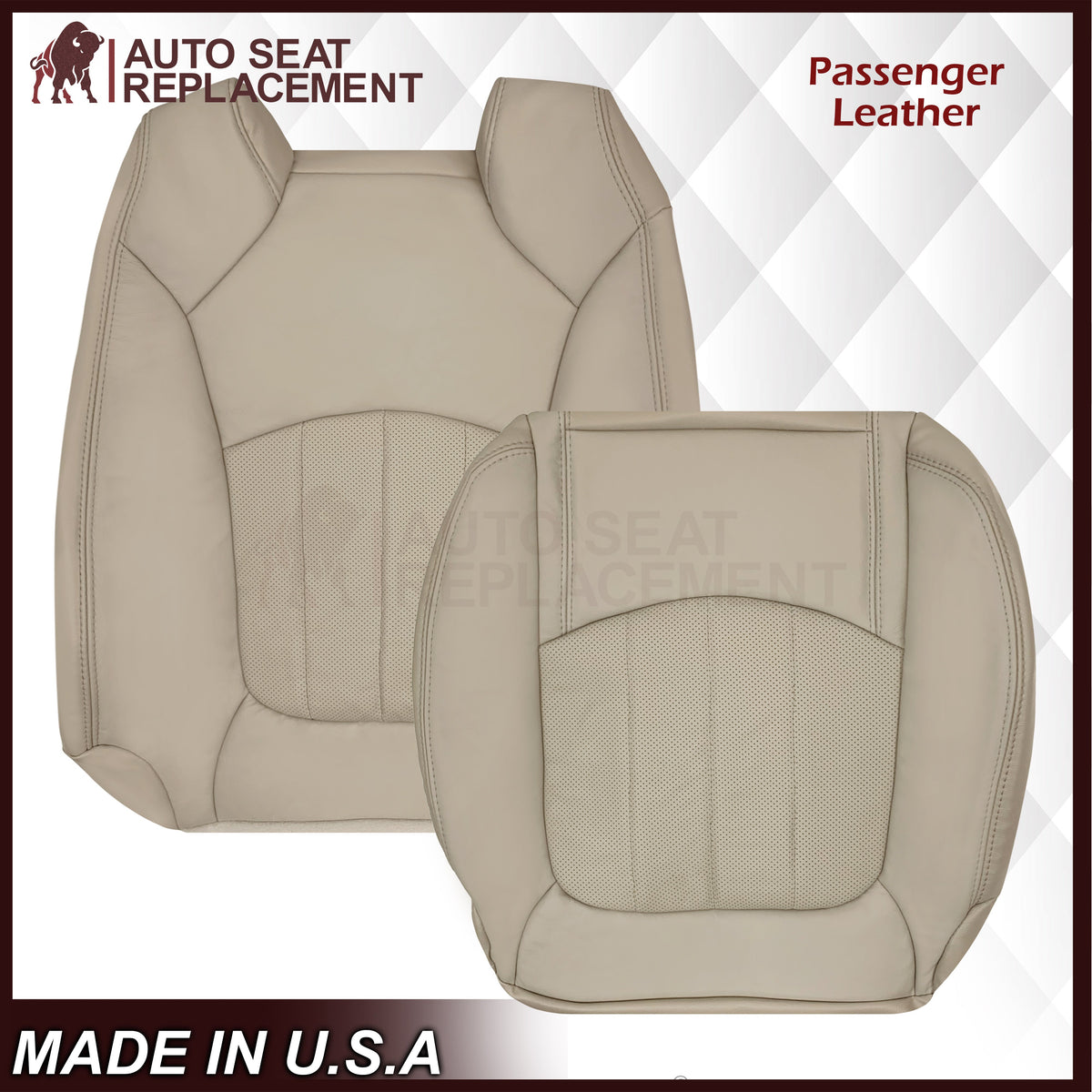 2008-2012 Buick Enclave Perforated Replacement Seat Covers In Tan: Choose Leather or Syn. Leather