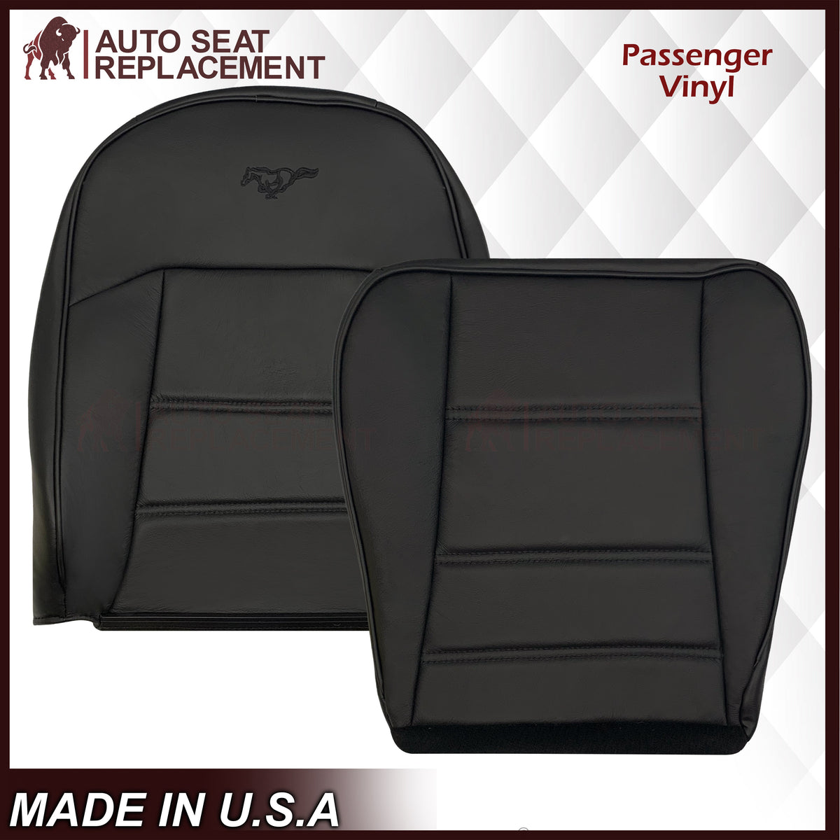 1999-2004 Ford Mustang V6 Replacement Seat Cover in Ebony Black: Choose From Variation