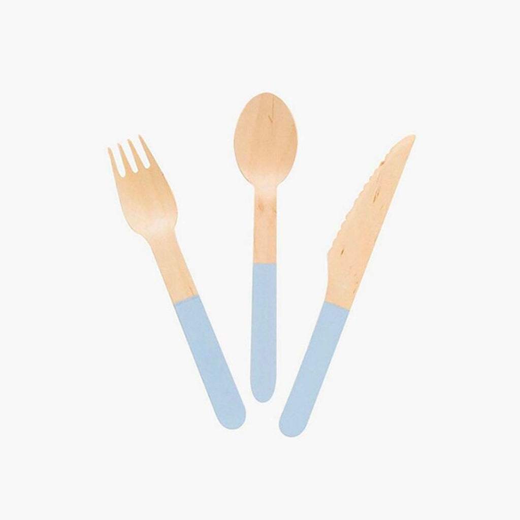 Light Blue Wooden Utensil Set – 24ct | ON SALE!!