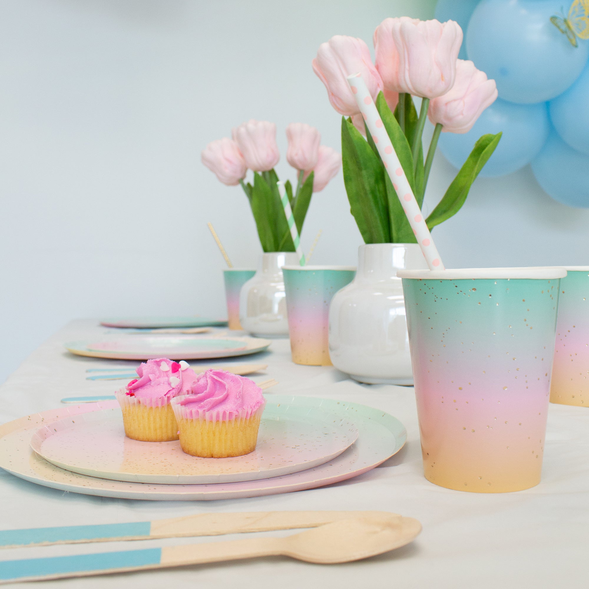 Light Blue Wooden Utensil Set – 24ct | ON SALE!!