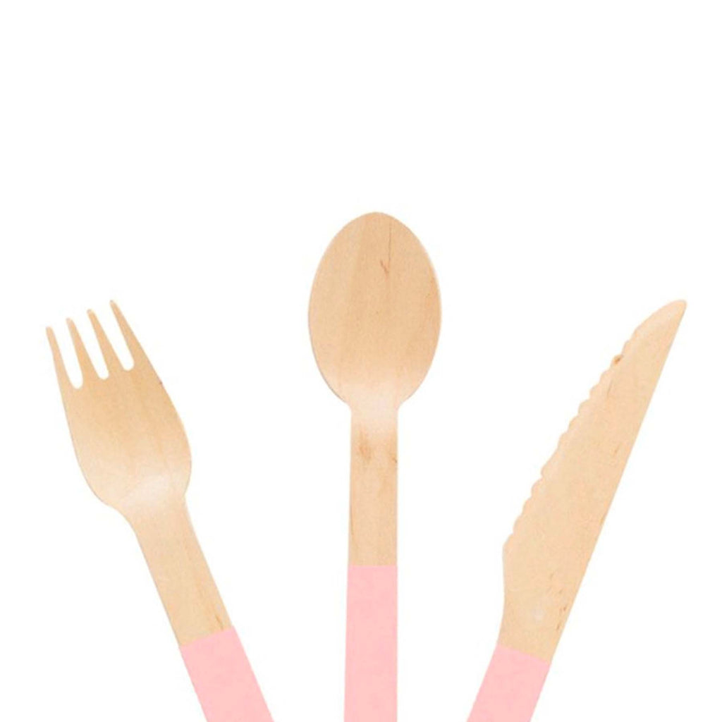 Pastel Pink Wooden Utensil Set – 24ct | ON SALE!!