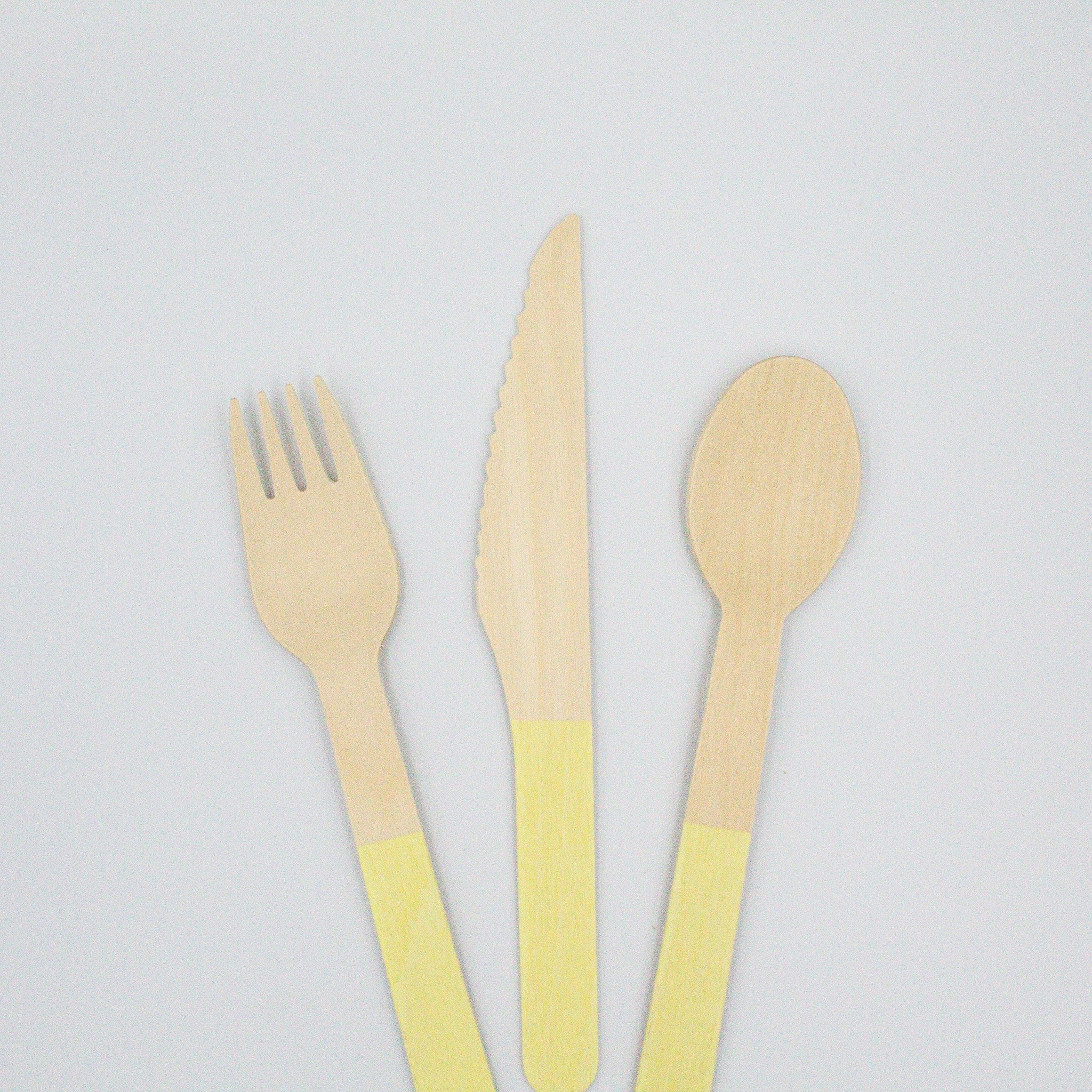 Yellow Wooden Utensil Set – 24ct | ON SALE!!