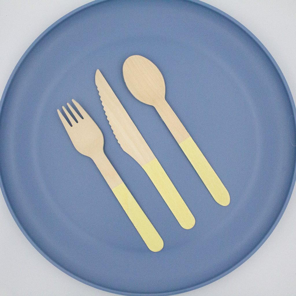 Yellow Wooden Utensil Set – 24ct | ON SALE!!