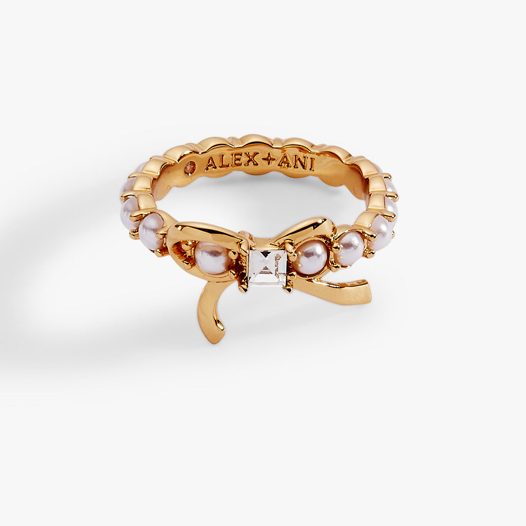 Bow Pearl Coquette Ring