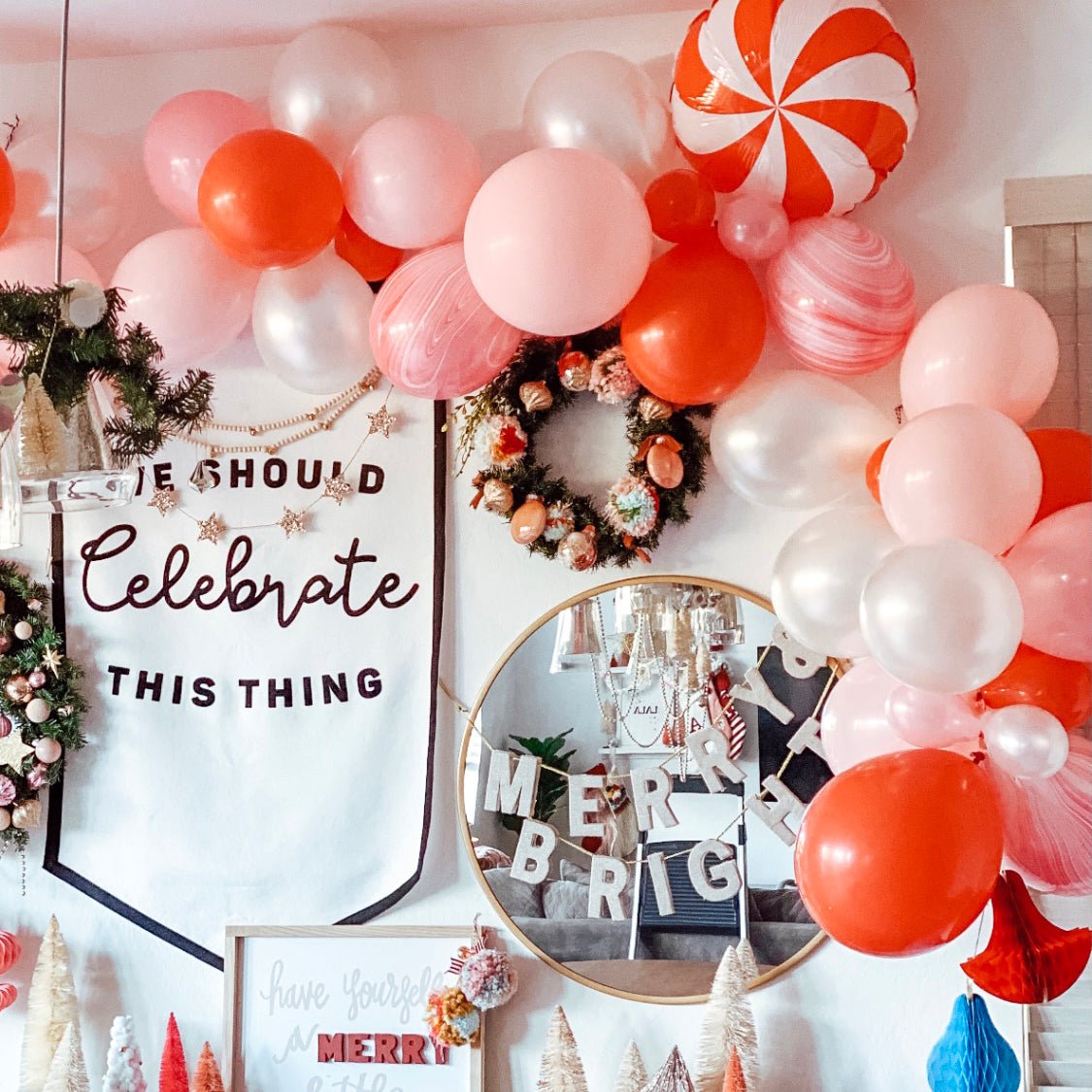 Peppermint Red & Pink Christmas Balloon Garland Kit