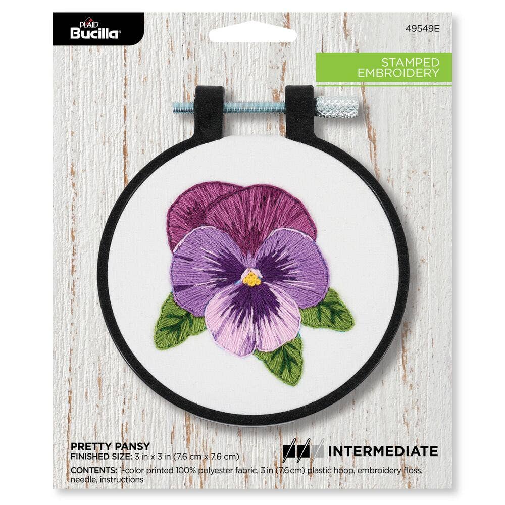 Plaid Crafts - Bucilla Stamped Embroidery Kit 3" Pretty Pansy