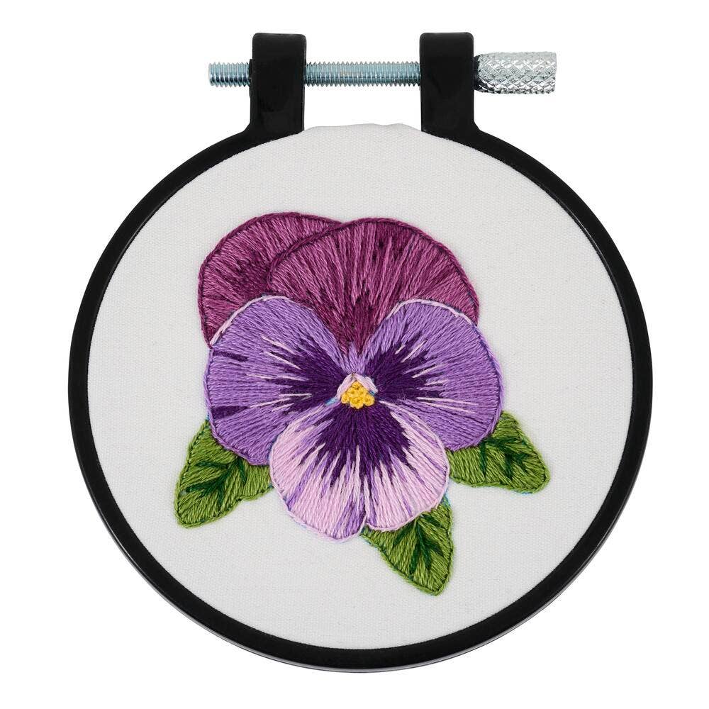 Plaid Crafts - Bucilla Stamped Embroidery Kit 3" Pretty Pansy
