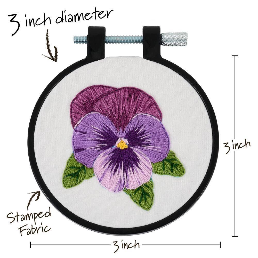 Plaid Crafts - Bucilla Stamped Embroidery Kit 3" Pretty Pansy