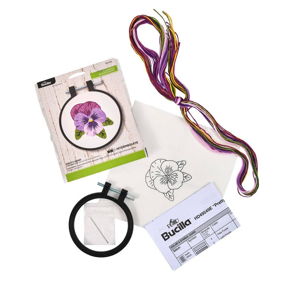 Plaid Crafts - Bucilla Stamped Embroidery Kit 3" Pretty Pansy