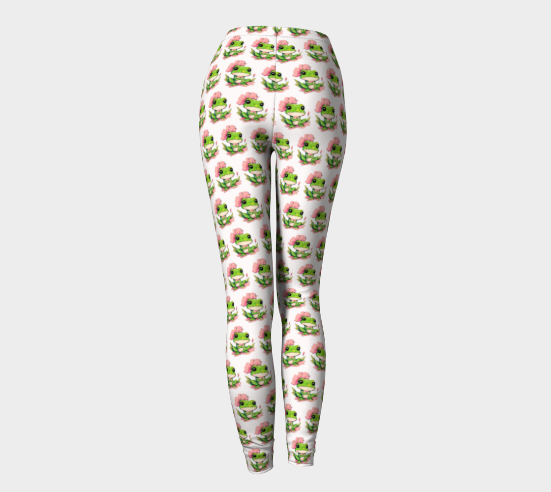Green Frog on Lily Pad Long Leggings