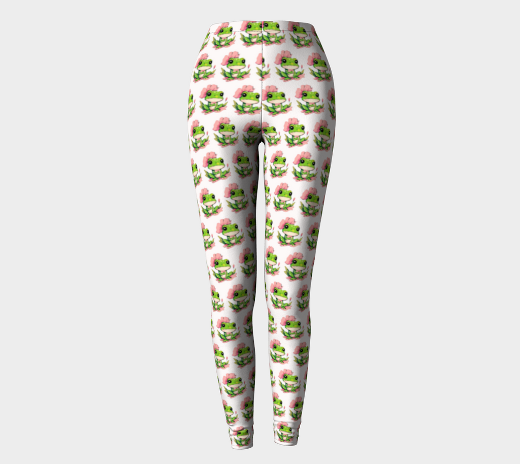 Green Frog on Lily Pad Long Leggings