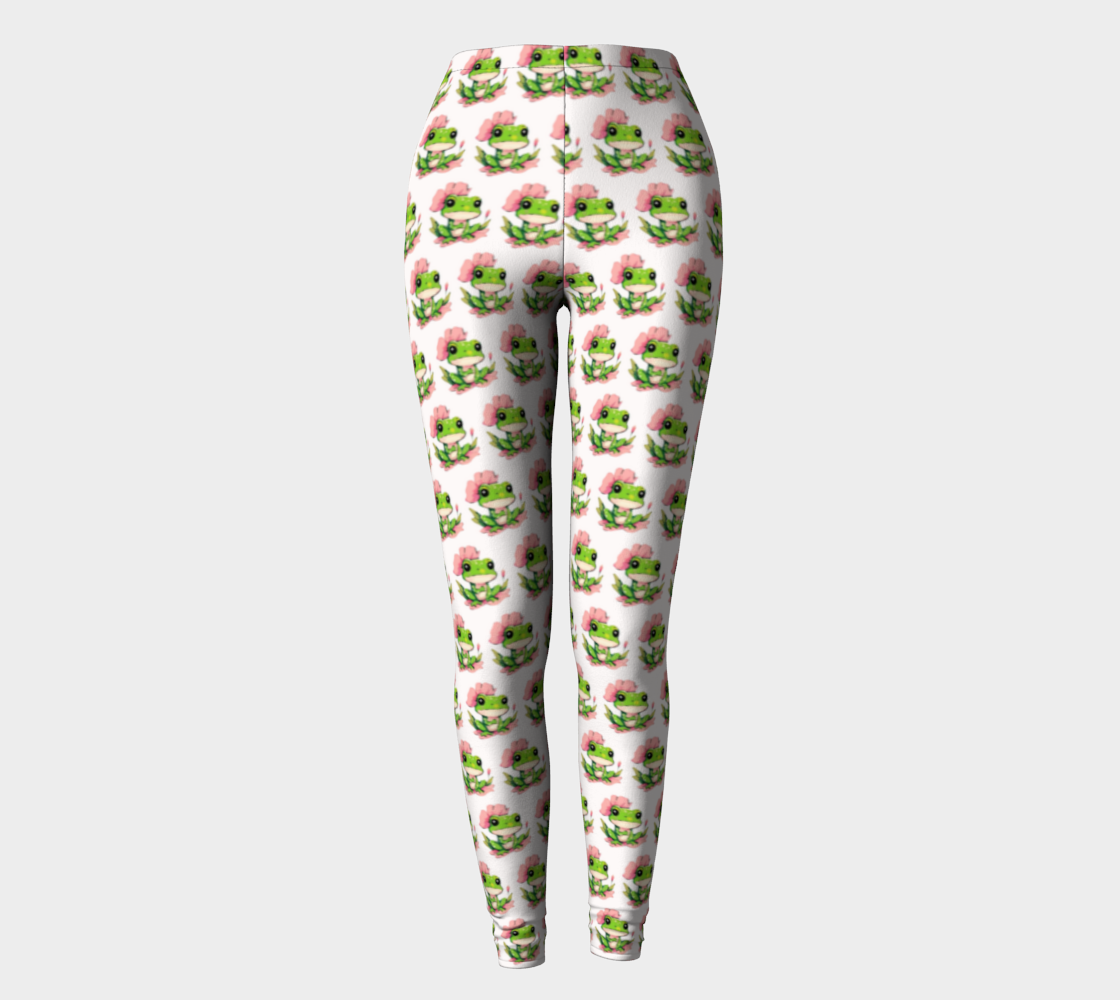 Green Frog on Lily Pad Long Leggings