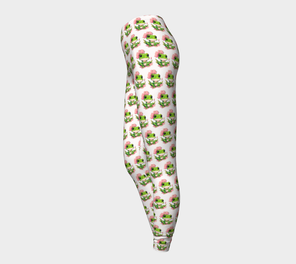 Green Frog on Lily Pad Long Leggings