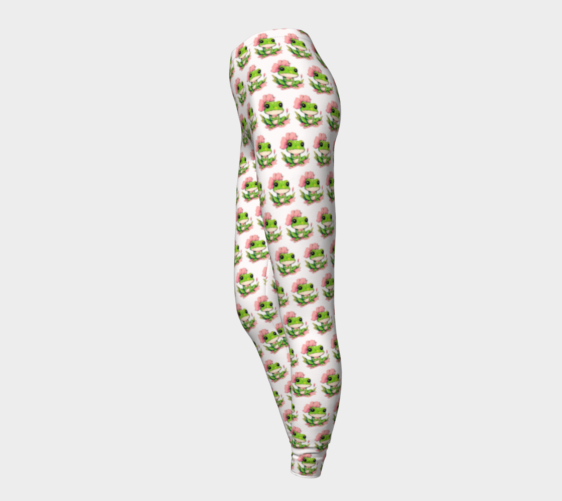 Green Frog on Lily Pad Long Leggings